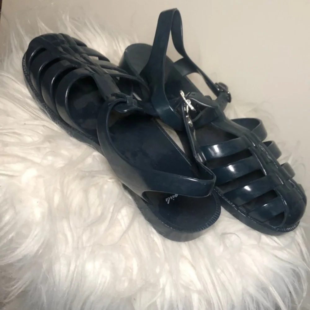ZARA Girls Navy Blue Classic Jelly Sandal Shoes, Size 34/35
